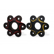 CNC Racing NEW STYLE Black/Red or Gold BI-COLOR 6 Hole Rear Sprocket Flange for Ducati Panigale / Streetfighter V4 / S / R / Speciale